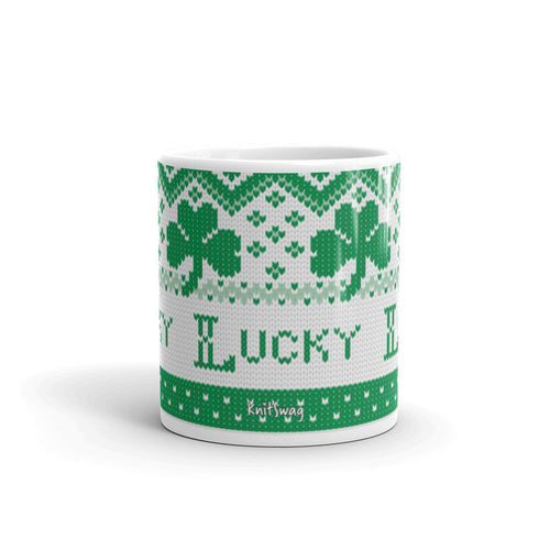 Shamrock Fair Isle Mug for Knitters, Knitting Mug, Knitter Gift, St. Patrick's Day Mug
